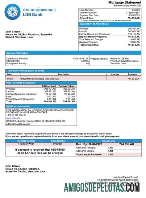 para download Laos Lao Development Bank Declaração de hipoteca Word e modelo PDF